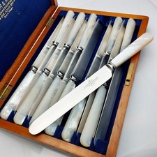 Stupendi coltelli da tavola manico madreperla Joseph Rodgers custodia antica