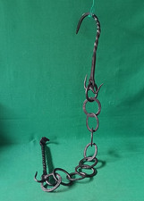 ANTICA CATENA DA CAMINO IN FERRO BATTUTO E FORGIATO A MANO LUNGA 135 CM. CW33