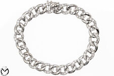 Bracciale in oro bianco 18 Kt 750 catena cubana diamanti 1,56 ct -Bote22-