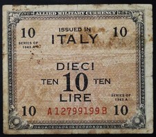 BANCONOTA 10 LIRE 1943 ALLIED MILITARY CURRENCY -