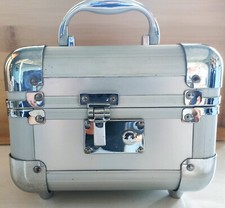 Beauty Case Valigetta rigida metallo porta trucchi velluto con specchio