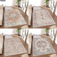 Tappeto pelo corto vintage marrone ruggine grigio rosone fiore classico soggiorno