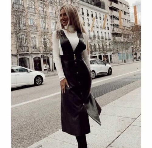 Zara nero ecopelle - ecopelle, midi