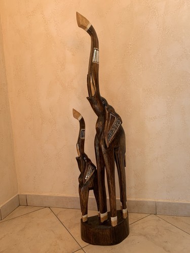 Coppia elefanti legno - elefanti,