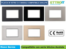 PLACCHE IN VETRO 3 4 6 MODULI COMPATIBILE CON BTICINO AXOLUTE VARI COLORI
