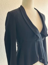 Camicetta Peplum Drappeggiata Nera Paola Frani - Made in Italy - Taglia 6 (IT 38) (D8)