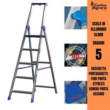 Scala in alluminio Climb con 5 gradini scaletta pieghevole interno esterno