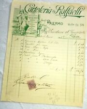 Fattura Commerciale 1903 CARTOLERIA RAFFAELLI PALERMO Articoli Fotolitografici 