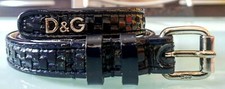 DOLCE & GABBANA D&G Cintura logo Fibbia metallo Donna 90/36 Pelle verniciata blu