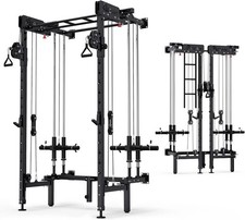 Rack Elettrico Pieghevole, Squat Rack da Parete con Macchina Incrocio Cavi e LA...