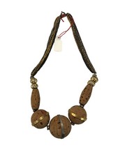 COLLANA PERLE SUGHERO E METALLO CON BRILLANTINI BIGIOTTERIA VINTAGE CM 42 STESA