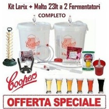 KIT DI FERMENTAZIONE BIRRA "LARIX" COOPERS+MALTO X 23LT+2 FERMENTATORI SCOLABOTT