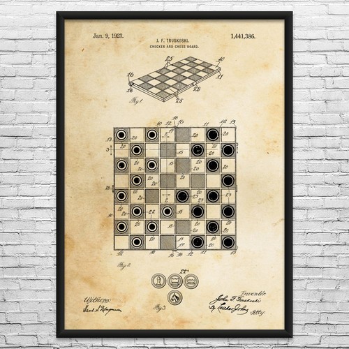 Dama board patent wall art - dama,
