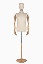Busto uomo sartoriale manichino maschile ecru con testa e braccia legno,base fra
