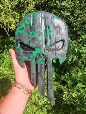 Motosega intaglio punitore teschio legno intaglio teschi fatto a mano ventaglio arte 