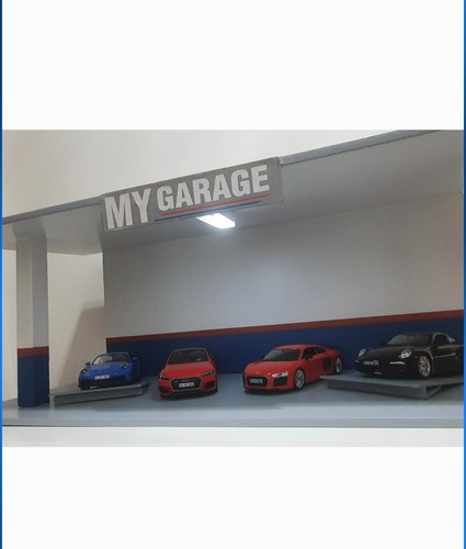 Diorama garage led - garage, 1:18