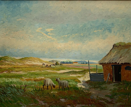 Antico quadro olio - , illeggibile