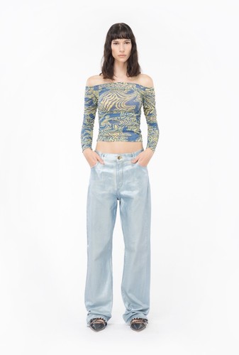 Pinko top off shoulders stampa - off-shoulders,