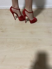 Sandalo rosso scamosciato