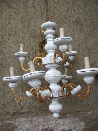 Lampadario legno ferro - lampadario, e