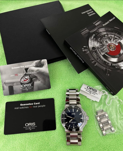 Orologio oris aquis date blue - oris,