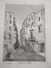 1840 A.MOSCHETTI ACQUAFORTE STRADA DI SANTA SOFIA NAPOLI CENTRO STORICO