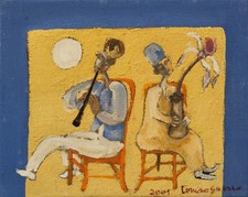 Tonino GUERRA: affresco su tela,arte contemporanea,poesia,Romagna,pittura,telaio