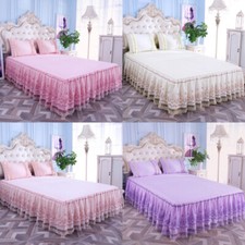 Gonna Letto Pizzo Copriletto Principessa Biancheria da Letto Antiscivolo Lenzuolo Protettivo 2M