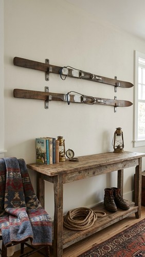 Sci vintage legno coppia - k2,