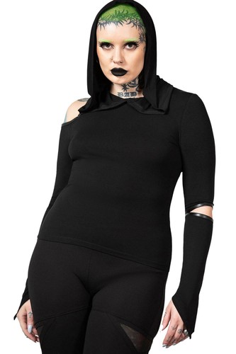 Top con cappuccio killstar - con,