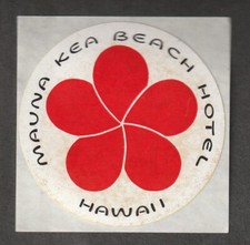 Beach Hotel MAUNA KEA Hawaii - etichetta bagaglio vintage
