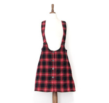 Salopette gonna vintage in lana vergine tartan taglia M