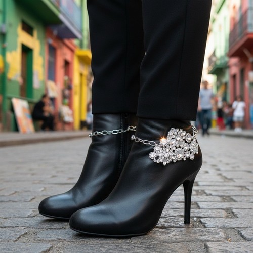 Donna metallo argento stivale - metallo,