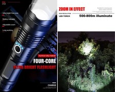 Torcia LED professionale lampada cree P50 ricaricabile zoom doppia batteria USB