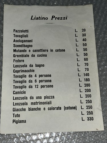 Vecchio listino prezzi - vecchio,
