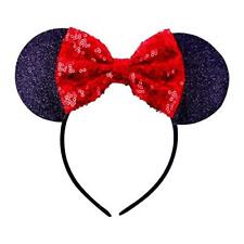 Cerchietto topolina minnie orecchie Carnevale paillettes brillantini I.5380