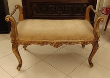 Dormeuse panca francese divano panchetta legno oro dorato 