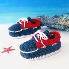 Mocassini Scarpette Neonato/Neonata Uncinetto Cotone Fatte a Mano Regalo Nascita