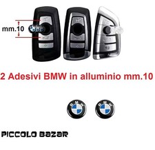 2 Adesivi BMW mm.10 in Metallo stemma logo  3D Alluminio Chiavi Auto