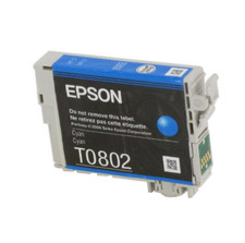 INCHIOSTRO CARTUCCIA EPSON (T0802 COLIBRI') ORIGINALE COLORE CIANO