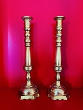 ? 2 antichi e grandi candelieri candelabri in BRONZO lucido 50 cm