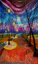 Piastrella da bagno Art Mural ceramica alberi luminosi backsplash #646