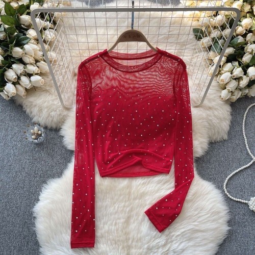 Top donna paillettes maglia