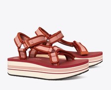 Sandali sportivi con cinturino Tory Burch nuovi con scatola anni 70 plateau arcobaleno rosa loganberry taglia 7,5