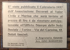 SALUTI FASCISTI 1937 ASSOCIAZIONE DECORATI AL VALOR CIVILE E MARINA-12975/85