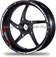 Set adesivi cerchioni decalcomania ruota moto BMW R1200R blu rosso strisce R1...