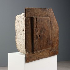 Stipo da Muro Antico Marmo Botticino Castagno XVIII Secolo Originale