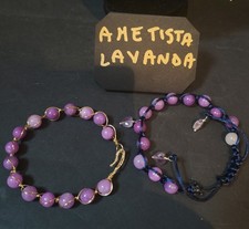 Meoni due Bracciali Ametista Lavanda 8 Mm , Semirigido,Shamballa Fatti A Mano