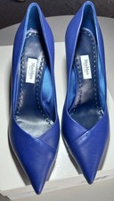 MAX MARA-ELEGANTI SCARPE DA DONNA-PELLE BLU-TACCO COMODO-EU 37,5 PHYLLIS