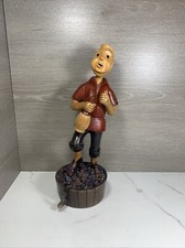 Statuina vintage Romer in legno uomo in botte di vino che calpesta l'uva alta 12,5"